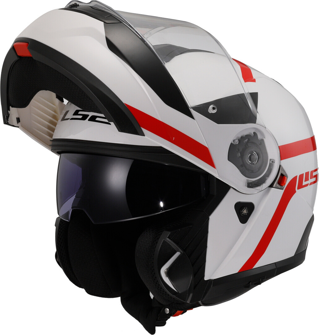 Kask szczękowy LS2 FF908 STROBE II AUTOX WHITE RED homologacja ECE 22.06