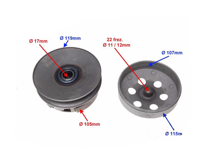 Sprzęgło dzwon szczęki 4t 107mm GY6 Quest Zipp Tgb