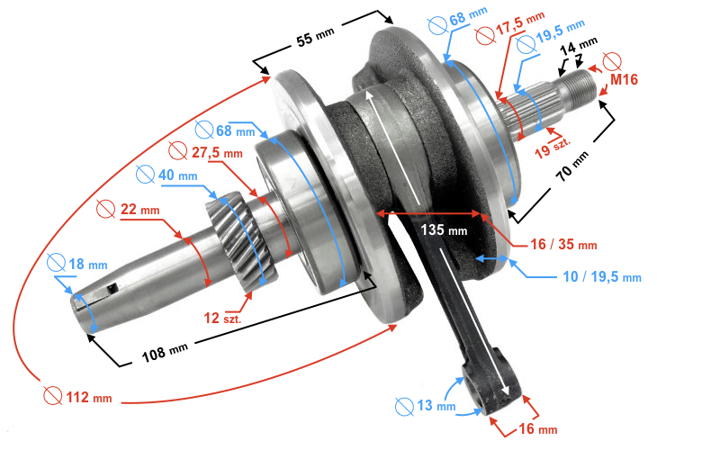 Wał korbowy do motocykla Barton Cafe Racer