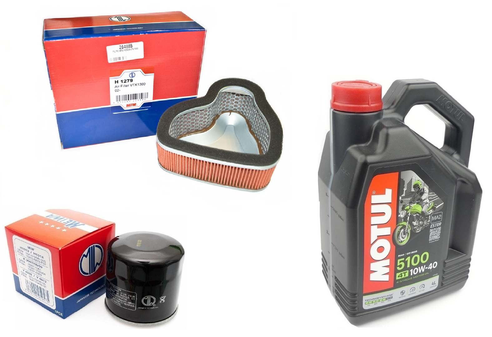 Filtr oleju powietrza olej HF204 Motul 5100 10w40 Honda VTX 1300 03-07r