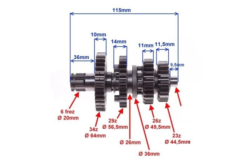 Skrzynia Biegów CROSS 125 ccm Komplet