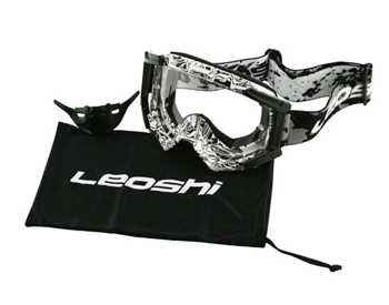 Gogle leoshi anti-fog cross atv enduro biel czerń