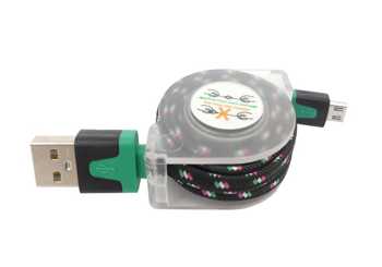 Kabel micro usb zwijany 1m plecionka