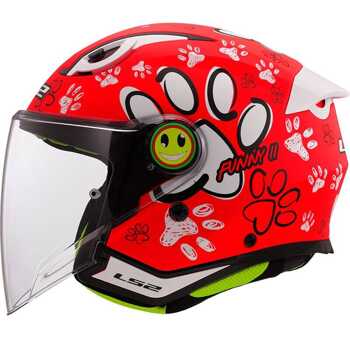 Kask dziecięcy LS2 OF622 Funny II Junior Paws Matt Red homologacja ECE 22.06