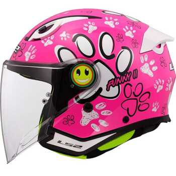 Kask dziecięcy LS2 OF622 Funny II Junior Paws Pink homologacja ECE 22.06