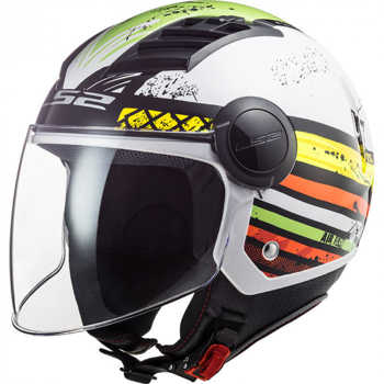 Kask otwarty LS2 OF562 AIRFLOW RONNIE WHITE GREEN