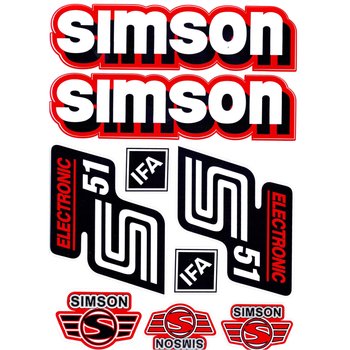 Naklejki Simson S51 electronic czerwone