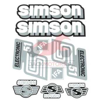 Naklejki Simson S51 electronic srebrne v1