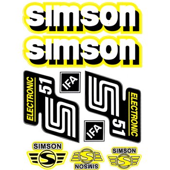 Naklejki Simson S51 electronic żółte