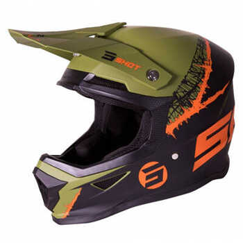 Shot Racing kask cross enduro Furious Storm Black Kaki Orange Matt