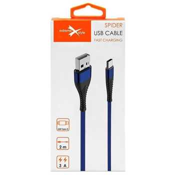 Wzmocniony Kabel Pleciony Spider USB typ-C 2m Blue