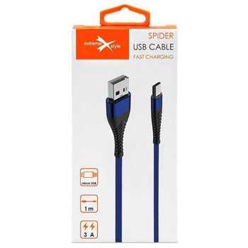Wzmocniony kabel Spider micro USB 1m niebieski