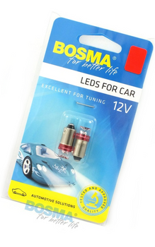 Żarówka bosma 12v 1*led standard ba9s red 2 sztuki