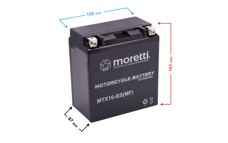 Akumulator Moretti AGM (Gel) MTX16 BTX16 YTX16-BS