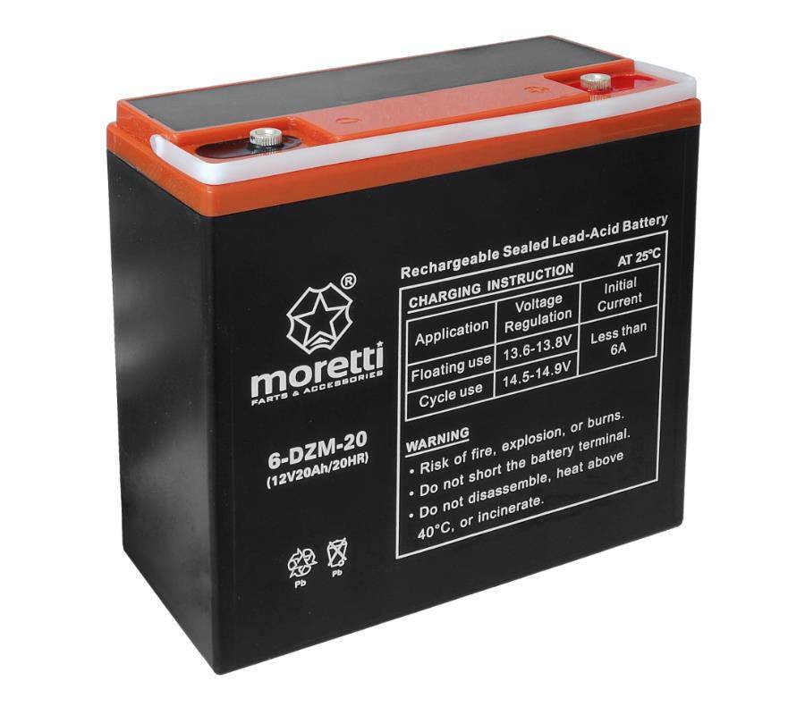 Akumulator Moretti (Gel) 20Ah 6-DZM-20 12V skuter elektryczny Barton E-Max