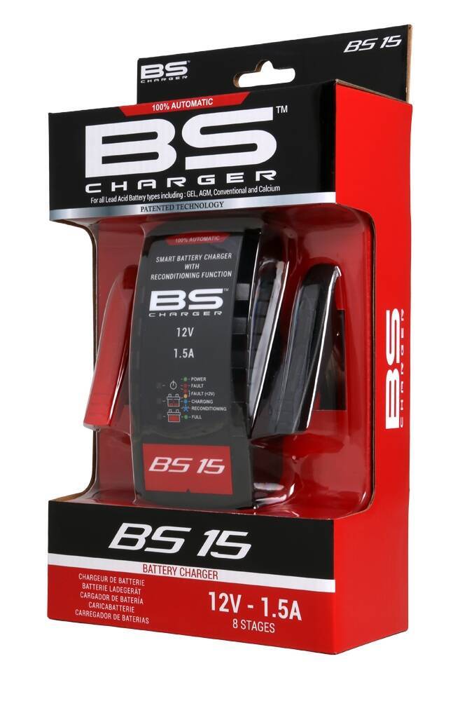 BS Battery ładowarka akumulatorów BS15 12V STD/AGM/GEL 1,5A do 30Ah