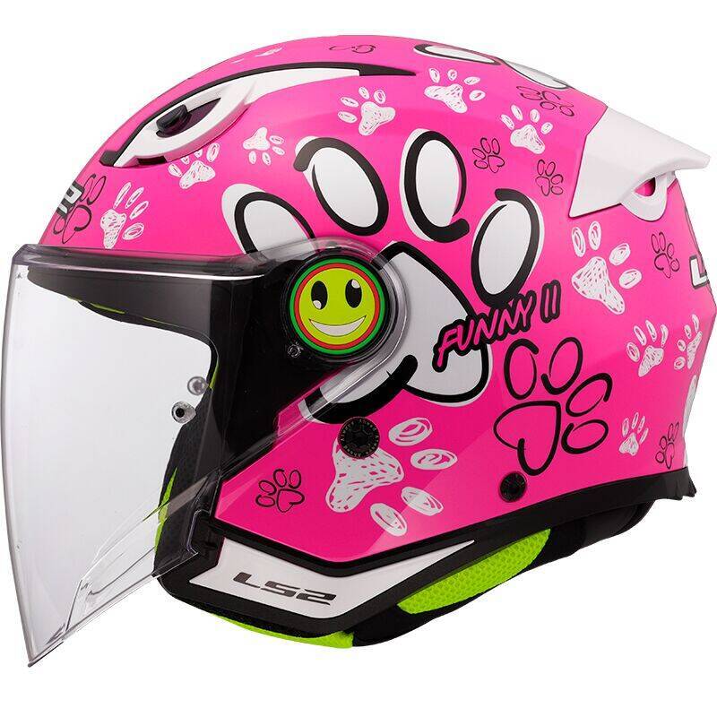 Kask dziecięcy LS2 OF622 Funny II Junior Paws Pink homologacja ECE 22.06