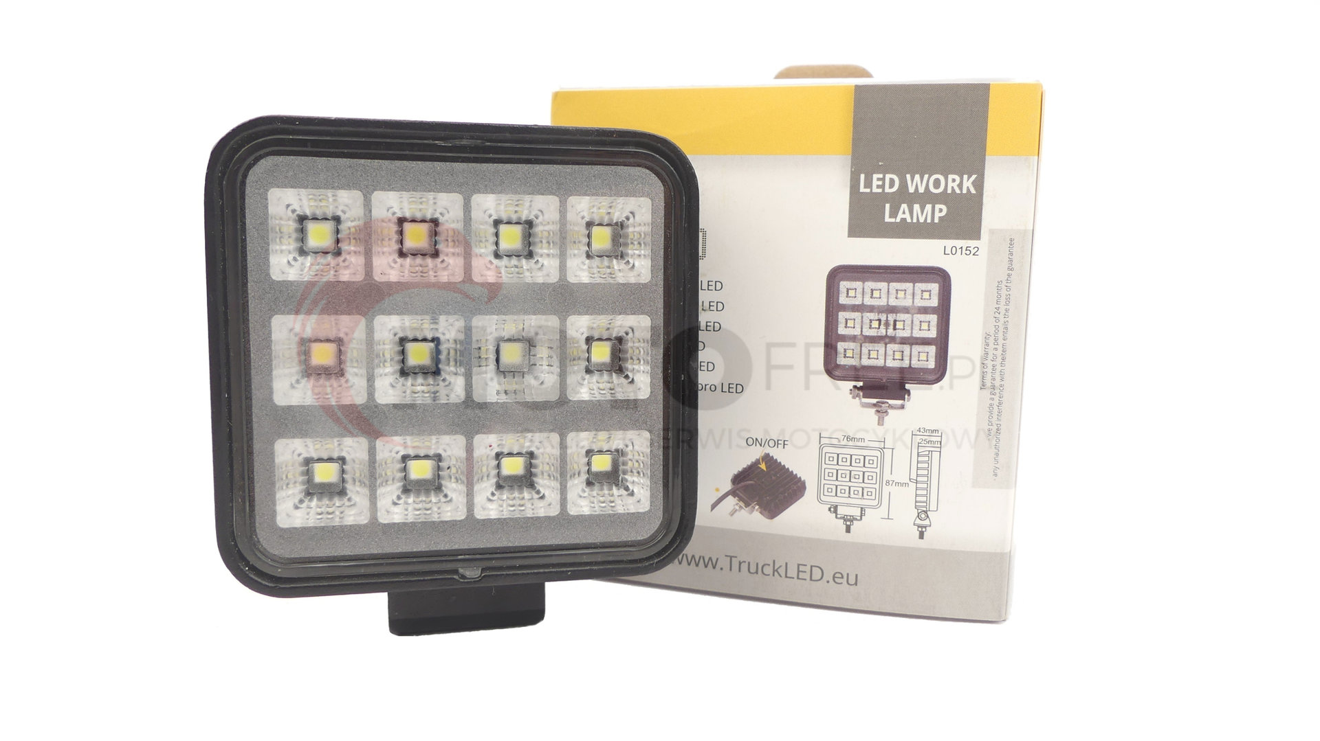 Lampa robocza 12LED FLOOD Włącznik 12-24V 1800lm