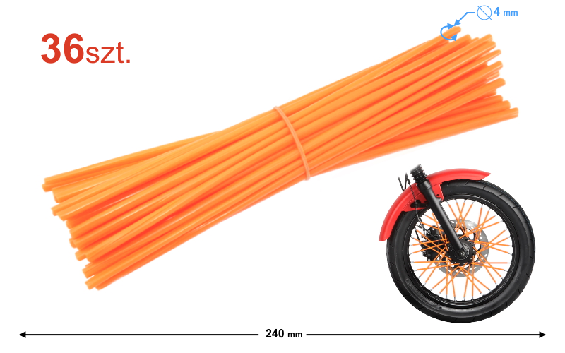 Opaska na szprychy pomarańczowa 36 sztuk 240mm