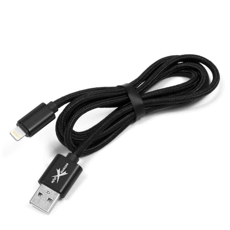 Pleciony kabel usb iPhone Lightning 120cm czarny