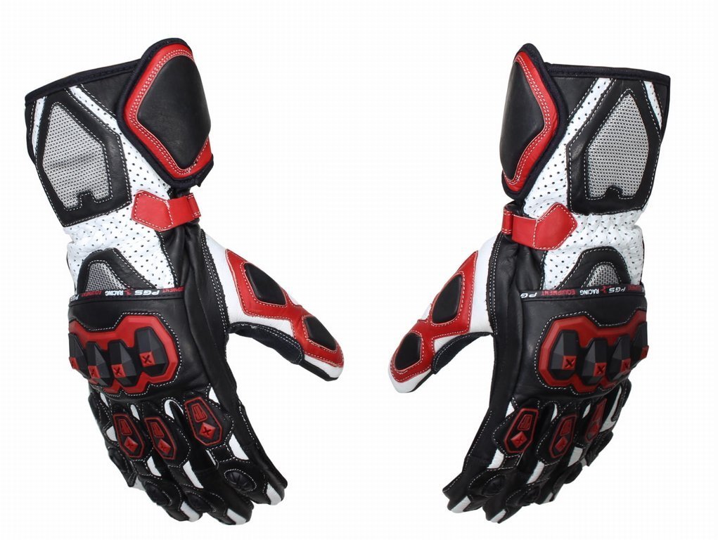 Rękawice motocyklowe sportowe pgs red black white