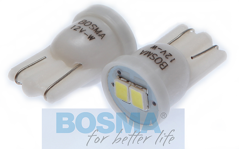 Żarówka bosma 12v 2*led smd3528 t10 white blister