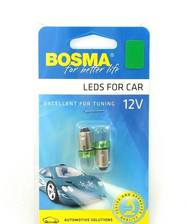 Żarówki Bosma 12V 1Led standard BA9S zielone 2szt.